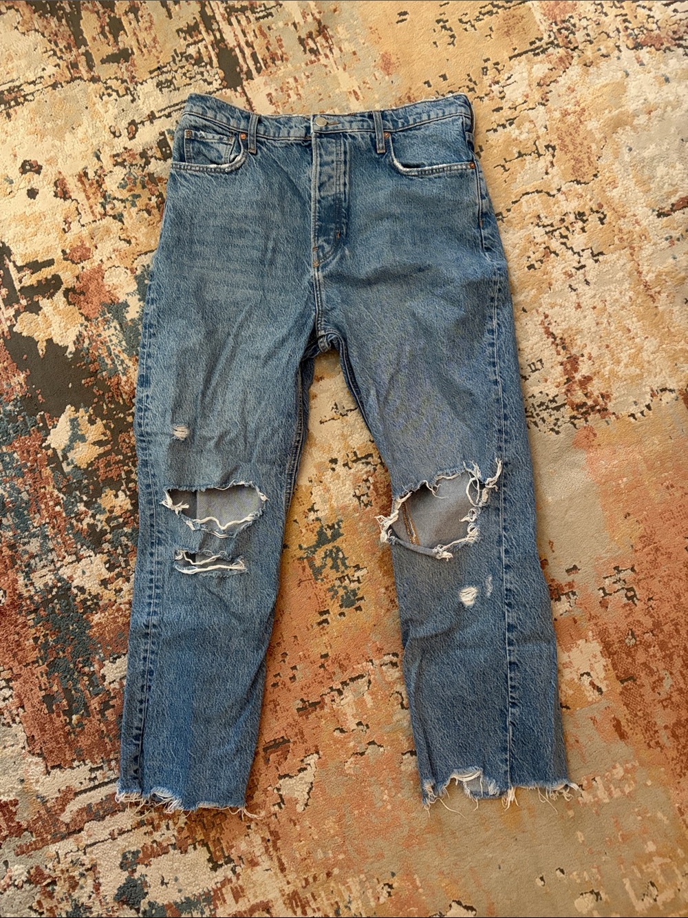 We The Free Distressed Blue Denim Jeans - Boyfriend Fit